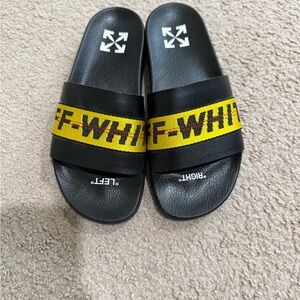 OFF- WHITE INDUSTRIAL LOGO SLIDE SANDALS